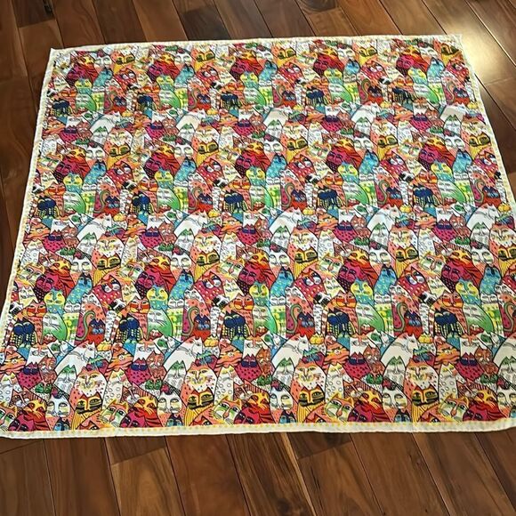 Laurel Burch Italy Fulars 100% Silk Whimsical Cat Print Scarf - Picture 1 of 7